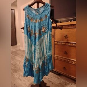 NWT Fashion Force Torquoise White Bohemian Summer Dress - 3X